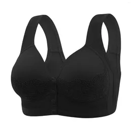 Soutien-gorge de yoga pour femmes, soutien-gorge de sport, boucle avant, bord en dentelle, anneau en acier, ajustement sans couture, bralette féminine, brassière intime