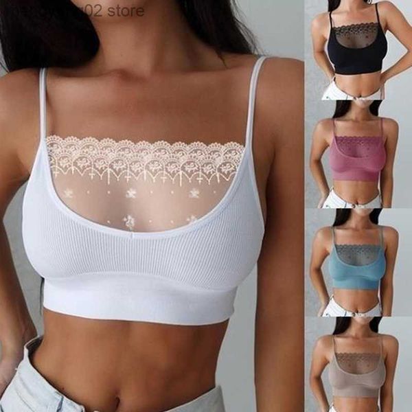 Soutiens-gorge Femmes Sexy Poitrine Crop Tops Intimates Dentelle Patchwork Soutien-Gorge Sans Soudure Bustier Wrap Top Tube Bandeau Camisoles Spaghetti Strap T230522