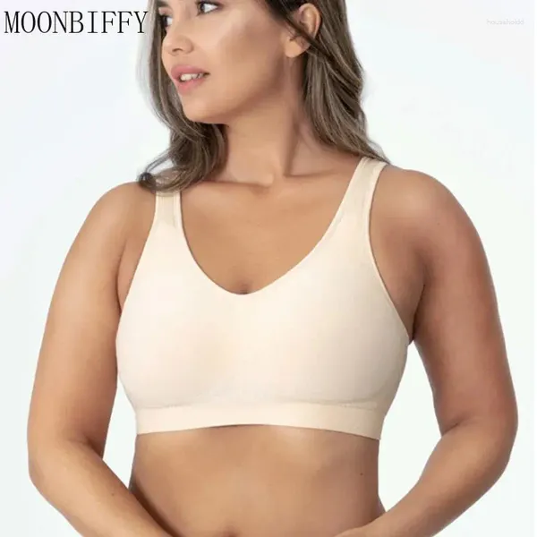 Sujetadores para Mujer, sujetador moldeador inalámbrico, decoración Sexy de Seda brillante, lencería cómoda diaria, Ropa Interior con almohadilla extraíble para Mujer, S-3XL