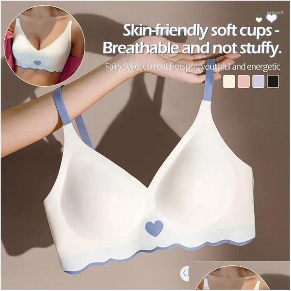 Bras Mujeres Y Linda 3/4 Taza Bralette sin costuras para mujer Color Sólido Brassiere Suave Inalámbrico Profundo V Cuello Lencería para Mujer Drop Entrega Otqnb