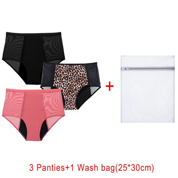 Bras Bras Femme Menstruelle Pirage 4 couches Bamboo Postpartum sous-vêtements 3 pack + 1bag dames culotte super softs Briefs filles culotte