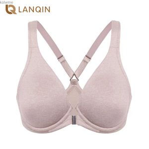 Soutiens-gorge femmes grande taille soutien-gorge à couverture complète dos nageur à armatures fermeture avant lingerie sans doublure plongeant dos nageur DD E F G H YQ240203