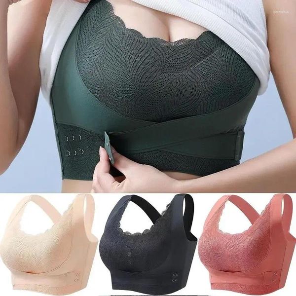 Bras para mujer Push Up Lace Bra Sexy Cierre lateral Shaping Levantamiento Cobertura completa Ropa interior deportiva sedosa inalámbrica