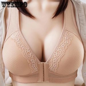 Bras Wtempo 36-46 avant JC plus taille de bouton avant de gilet sans anneau en acier mince push up bra-bra-lingerie de soutien-gorge