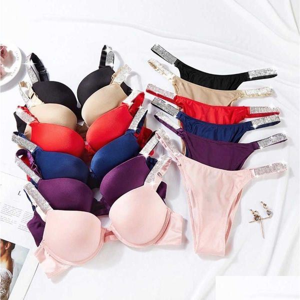 Bras y Lettre des sous-vêtements de sous-vêtements Brief Push up Bra and Panty 2 pièces pour femmes Lingerie Bikini Set Motion Design 678ess OT9LM