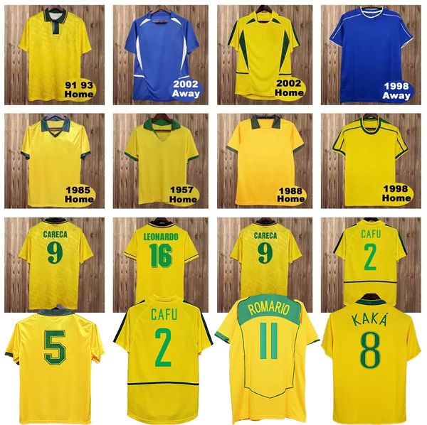 Brasil 1998 Soccer Jerseys Retro 2002 Carlos Romario Ronaldo Ronaldinho 2004 Camisa de Futebol Classic Brésils 1994 2006 1982 Rivaldo 1988 2000 1957 Chemises 2010 Top