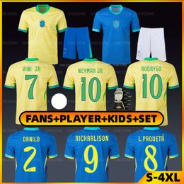 Brasil Brazil 2024 Copa America Soccer Jersey 24 25 Neymar Vini Jr Kit de football Kit Richarlison Rodrygo Bruno G Martinelli G.Jesus L.Paqueta Pedro Casemiro