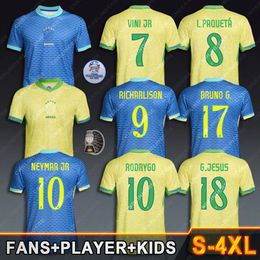 Brazilië Brazilië 2024 Copa America voetbalshirt 23 24 25 Neymar Vini Jr voetbalshirt Jeugd Kids Kit Richarlison Rodrygo Vinicius Bruno G Martinelli G.JESUS L.PAQUETA