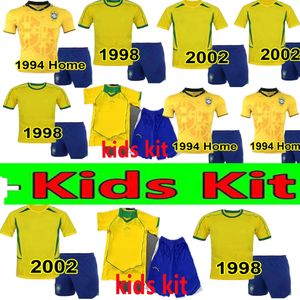 BRASIL RETRO KID SOCKER JIRES RONALDO 1957 85 88 91 93 94 98 00 02 04 Ronaldinho Kaka R. Carlos Camisa de Futebol Brazils voetbalshirt