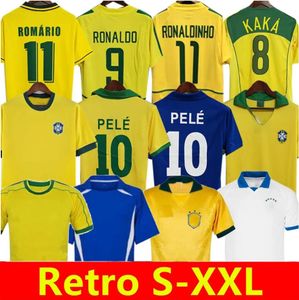 Maillots de football rétro Brésil PELE Ronaldo 1957 85 88 91 93 94 98 00 02 04 06 12 Ronaldinho KAKA R. CARLOS camisa de futebol Maillots de football vintage classiques Brésil RIVALDO