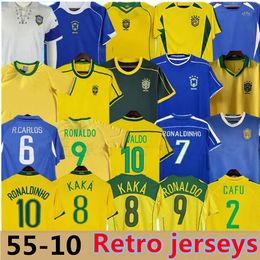 Brasil Retro Soccer Jerseys Ronaldo 1957 85 88 91 93 94 98 00 02 04 06 10 Ronaldinho Kaka R. Carlos camisa de Futebol Brasils Camisa de fútbol Rivaldo clásico