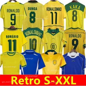 BRASIL RETRO SOCKER JIRES RONALDO 1957 85 88 91 93 94 98 00 02 04 06 12 RONALDINHO Kaka R. Carlos Camisa de Futebol Brazils voetbalshirt