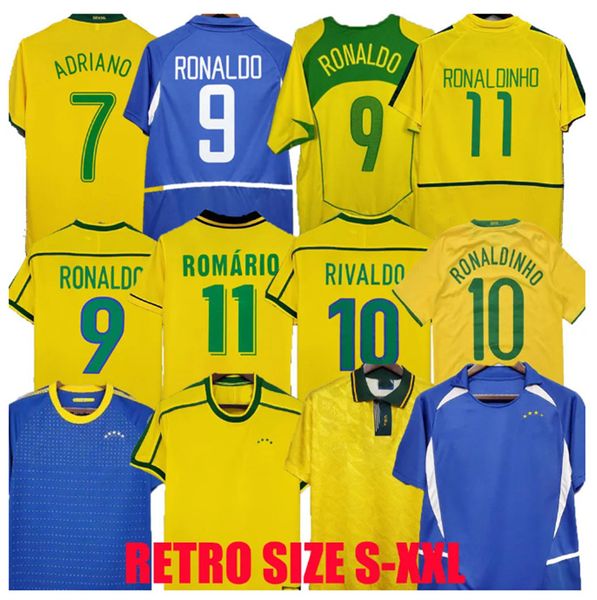 Brésil maillots de football rétro Ronaldo 57 85 88 91 93 94 98 00 02 04 06 Ronaldinho KAKA R. CARLOS camisa de futebol BraziLS maillot de football RIVALDO classique vintage Jersey 999