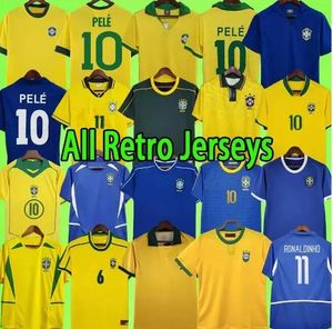 Brasil Vintage jersey KAKA ROMARIO RIVALDO BraziLS CARLOS Ronaldinho camisa de futebol 1998 2002 Ronaldo 2006 2000 1994 1970 1957 1950 PELE Retro voetbalshirts