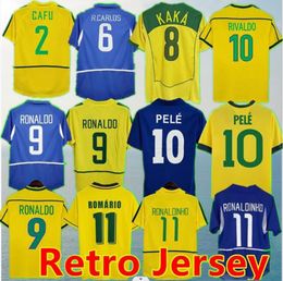 Brasil Camiseta vintage ROMARIO 9 RIVALDO Brasil CARLOS RONALDINHO camisa de futebol Ronaldo KAKA 1998 2006 2000 2002 1994 1970 1957 1950 23 PELE Camisetas de fútbol retro