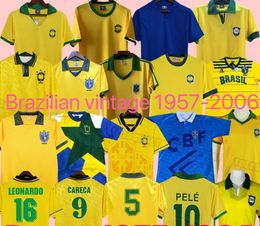 Brasil Vintage Jersey Romario Rivaldo Braziliës Carlos Ronaldinho Camisa de Futebol 1998 2002 Ronaldo Kaka Terug naar de 2006 2000 1994 1970 1957 1957 1950 Pele Retro voetbal