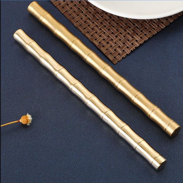 Stylos à bille en laiton Style bambou stylo d'écriture en métal de luxe bureau école de commerce cadeau or logo personnalisé