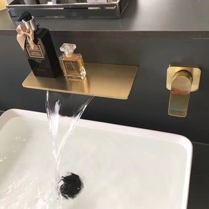 Robinette de baignoire de salle de bain en laiton noir / or / chromée à poignée simple cascade mixage baignoir baignoire mural robinet de douche mural