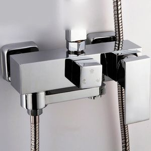Robinet de salle de bains en laiton, Type de douche, pomme de douche, ensemble de robinets mélangeurs de baignoire muraux noirs 240314