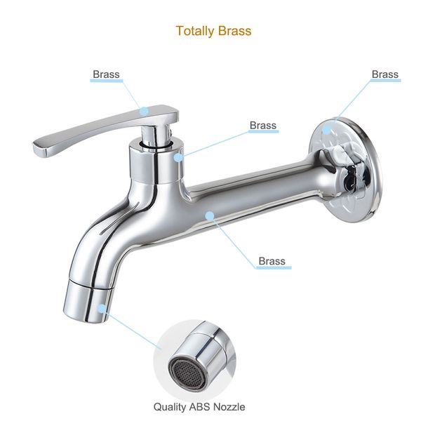 Basqueur de salle de bain Murm sur le bassin Basin Robinet Cold Water Tap G 1/2 pouce de jardin extérieur robinet vulpet lavabo chrome