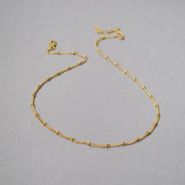 Cadenas de cuentas de latón en oro y plata Gargantillas de cadena básicas Collares finos1738