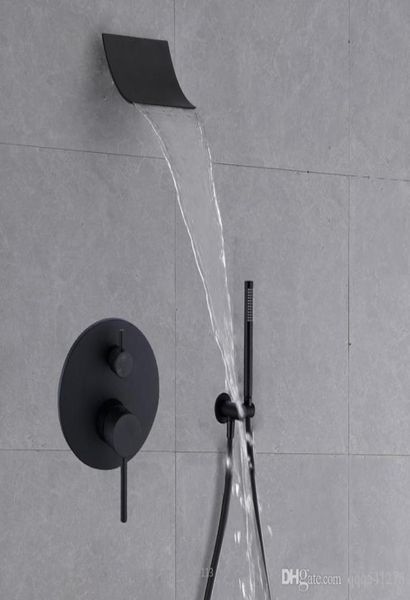 Ensemble de douche noire en laiton Robinet de salle de bain mural Précipitant la tête de douche de douche Mixer Diverteur Stronage à main 5644897