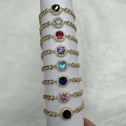 Bracelet de chaîne en laiton Zircon coloré bracelet à plaque réglable bracelet imperméable de la mode Bracelets Bracelets