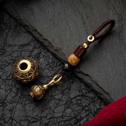 Brass Chinese zegening Lotus kalebas hangers voor sleutelhanger handgemaakte braed touw Lucky Men CAR Key Chain Lanyard Hangende slijtage