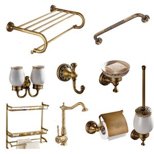 Ander Bath Toiletartikelen Messing Collection Gesneden Papier Houder Badkamer Accessoires Antieke producten Wandmontage Messing Hardware Set