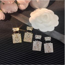 Koperen koper Dangle Stud Real Gold Compated Silver Luxury Brand Designers Letters Parfum Fles Beroemde vrouwen Crystal Rhinestone oorrel Wedding Party Joodlry A916