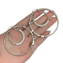 Messing designer oorbellen voor mans grote schitterende luxe sieraden vrouw dubbele cirkel hoepel Griekenland meander patroon charme oorbellen zh201 H4
