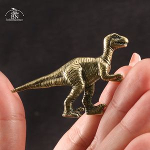 Brass Jurassic Dinosaur Tyrannosaurus Small Standue Office Desktop ornamenten Tea Pets Crafts Crafts Figurines Miniatures speelgoed