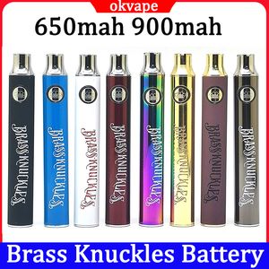 Brass Knuckles BK Batterie Préchauffer 650mah 900mah Batteries de vape à tension réglable pour stylo à cartouches à filetage 510