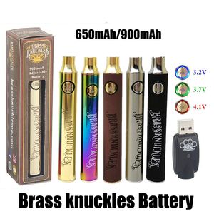 Nudillos de latón Batería de precalentamiento BK Baterías de precalentamiento de giro de 900 mAh Caja de paquete único de giro de 510 hilos SS Gold Black Rainbow