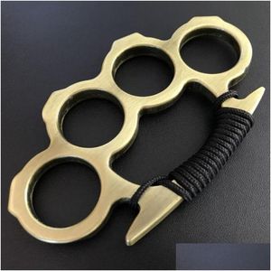 Poing américain Sier Noir Métal Knuckle Duster Quatre Doigts Auto-Défense Fermoir Sécurité Hommes Et Femmes Bracelet Fitness Edc Outil De Poche Dr Dhxjl