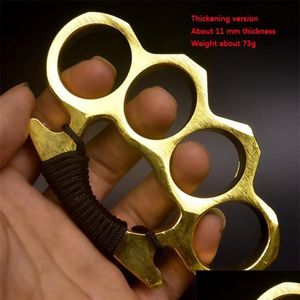 Nudillos de latón Espesado Metal Dedo Tigre Seguridad Defensa Knuckle Duster Equipo de autodefensa Pulsera Bolsillo Edc Tool5236247H Drop Dhpny