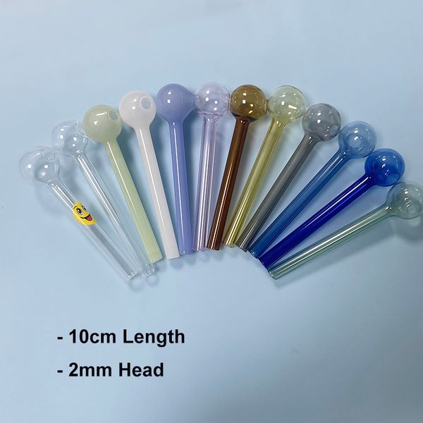 Vente en gros sourire visage verre brûleur à mazout fumer tuyau Mini rose bleu noir solide blanc couleurs main Tube cire vaporisateur