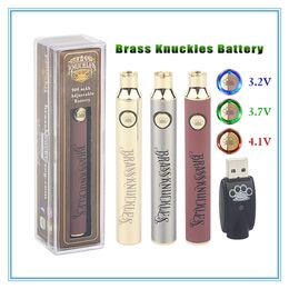 Brass Knuckles VV Vape Batterie 650 900 mAh Tension Variable Préchauffer E-Cig Batterie Vape Pen Pour 510 Fil Cire Huile Cartouche Réservoir