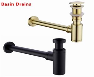 Matériaux en laiton salle de bain bassin évier robinet bouteille piège Kit de vidange piège à déchets Pop Drain désodorisation brossé ornoirbronzechrome8338211