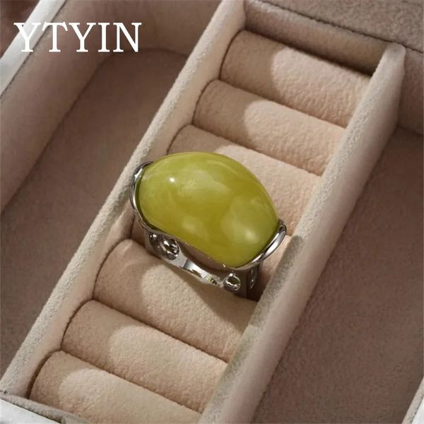 Brass Metal Green Grape Rings Natural Jade Ring Index For Women Jewelry Korea Personality Trend 240417