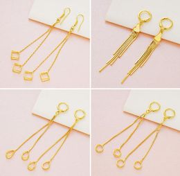 Messing Plating 24K Gold Geometry Long Tassel Oorbellen Vijf Sterren Dangle Kroonluchter Oorbellen 7 Stijl Selectie Gouden KleurFast Bruid Oorbellen