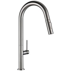 Messing Trek Keukenkraan Geborsteld Chroom en Zwart 360 Graden Rotatie Keuken en Koud Water Sink Taps Keukenkraan 210724