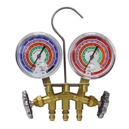 Brass R410A, R22, R404A 2-Way Manifold Gauge Set with 3-1/8" Gauges, 3-60" Hoses and Standard 1/4" Fittings
