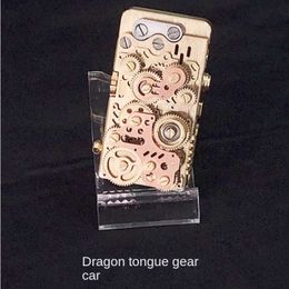 Laiton Rétro Creative Dragon Tongue Gear Mécanique Punk Semi-automatique Éjection Allumage Kérosène Briquet Hommes Cadeau Collection A1LA