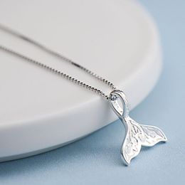 Messing verzilverde delicate schattige gegraveerde zeemeermin walvisstaartaccessoires vrouwelijke ketting