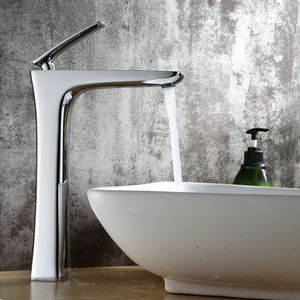 Laiton levier unique chaud et froid chrome/or haut robinet de lavabo de salle de bain robinet d'évier de salle de bain grand robinet d'évier robinet de salle de bain