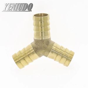 Brass Splicer Pipe Fitting Y Vorm 3 Way Slang Barb 4 5 6 8 10 12 14 19 mm Copper Connector Connector Joint Coupler Adapter Pneumatisch