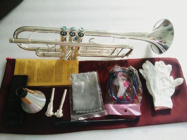 Trompette en laiton plaqué argent LT180S-43, trompette Stradivarius, corne professionnelle, instruments musicaux professionnels, embout buccal