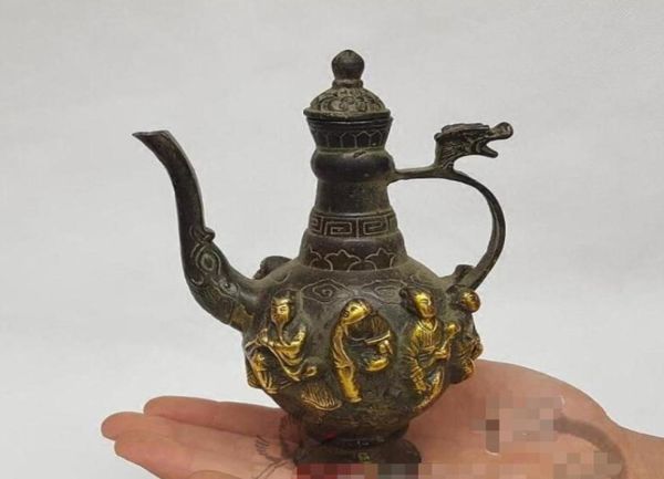Pots et bocaux en laiton doré antique, ornements, théière, cadeau artisanal décoratif, objets de collection antiques5006956