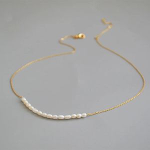 Laiton avec or 18 carats naturel véritable collier de perles Wowen bijoux fête concepteur T Show robe de piste mode japonaise coréenne 240305